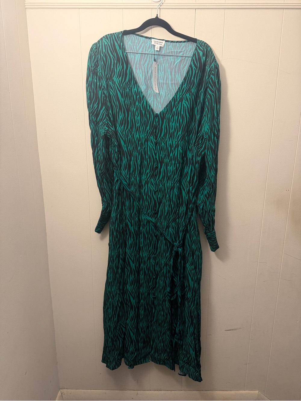 Amazon The Drop x Karen the Brit chick  Green Zebra Print Wrap Midi Dress